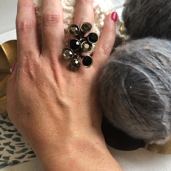 Avant Gard Black Gold Statement Adjustable Ring - Picture 2 of 6